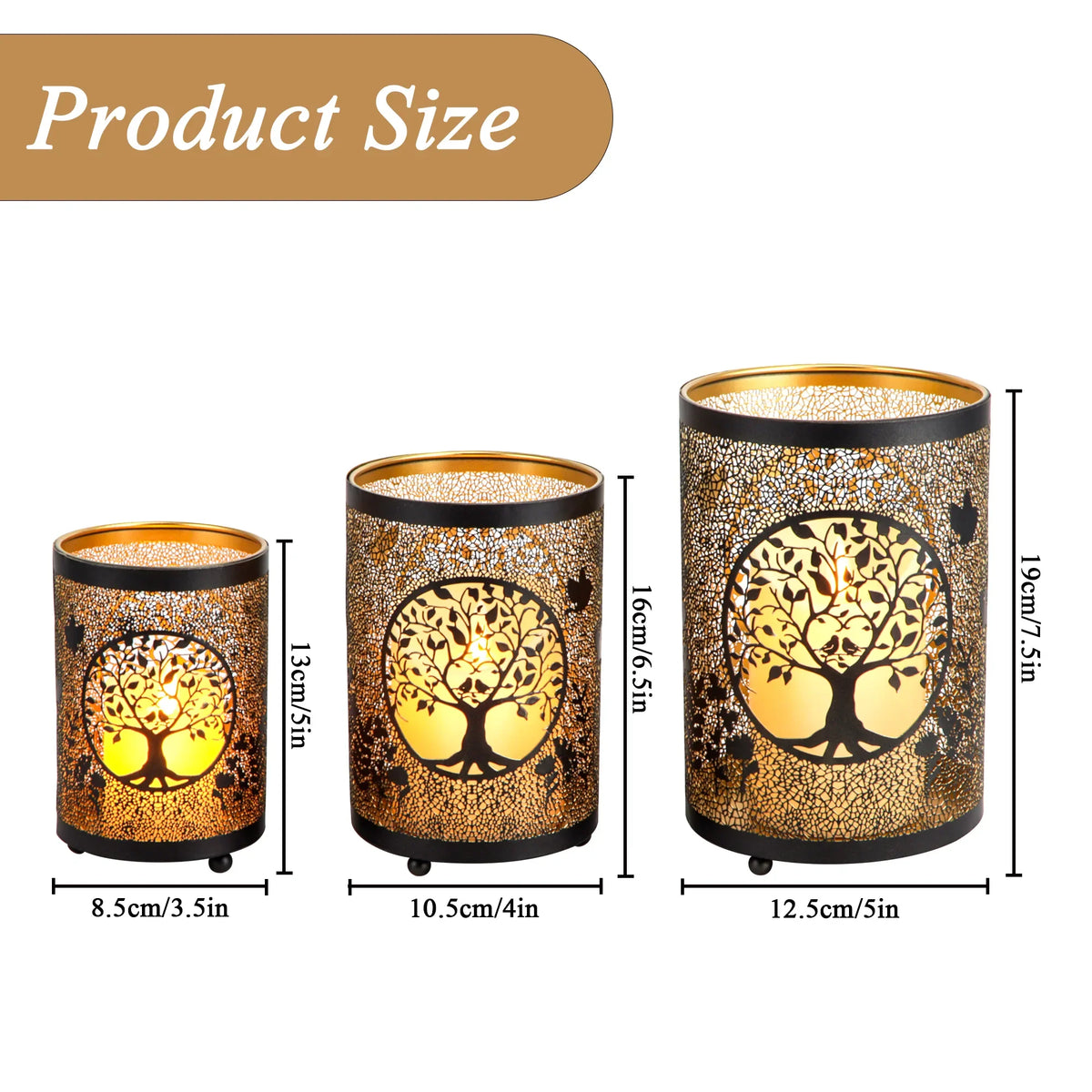 7" H Etched Metal Candle Holder Christmas Decorations Lantern | Candle Holder | Wiccan Center