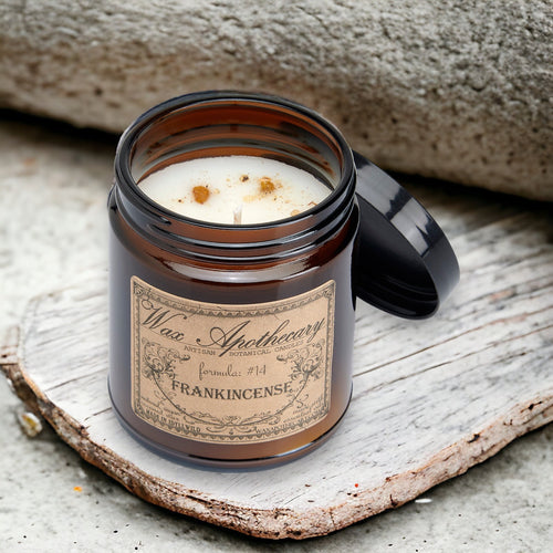 6 oz Botanical Candle in Amber Glass Jar - Frankincense | Candle | Wiccan Center