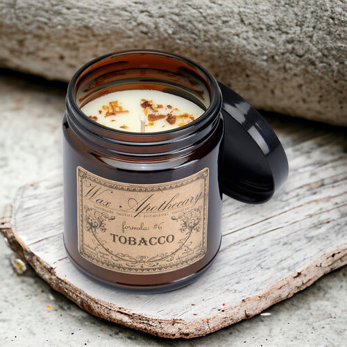6 oz Botanical Candle in Amber Glass Jar - Tobacco | Candle | Wiccan Center