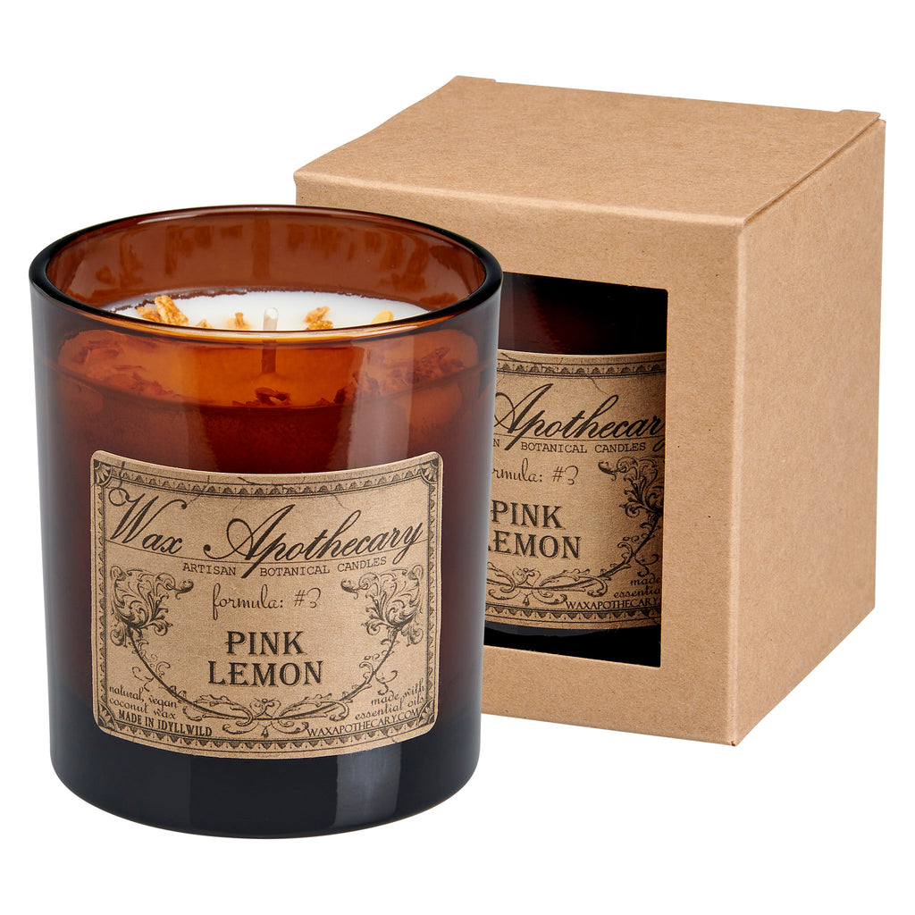 9 oz Pink Lemon Artisan Amber Glass Candle