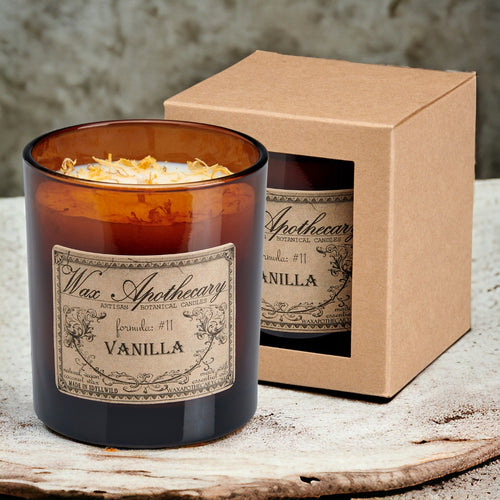 9 oz Vanilla Artisan Amber Glass Candle | Candle | Wiccan Center