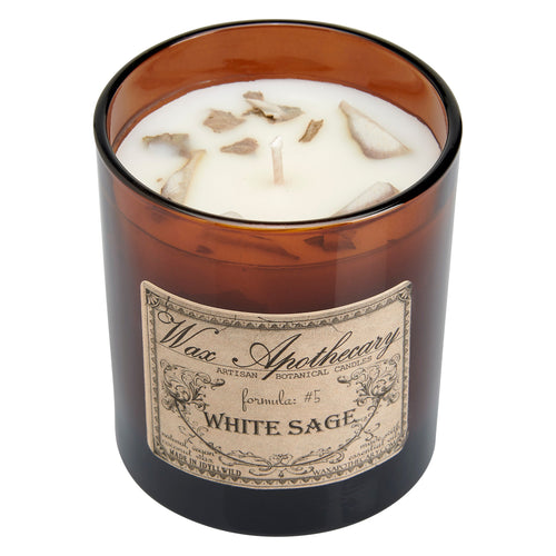 9 oz White Sage Artisan Amber Glass Candle | Candle | Wiccan Center