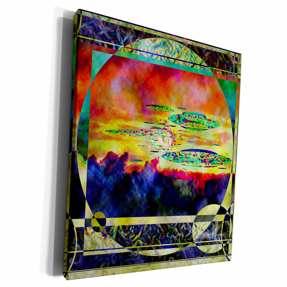 3dRose AlienJunkyard Science Fiction - UFO Sunrise - Museum Grade Canvas Wrap (cw_13646)