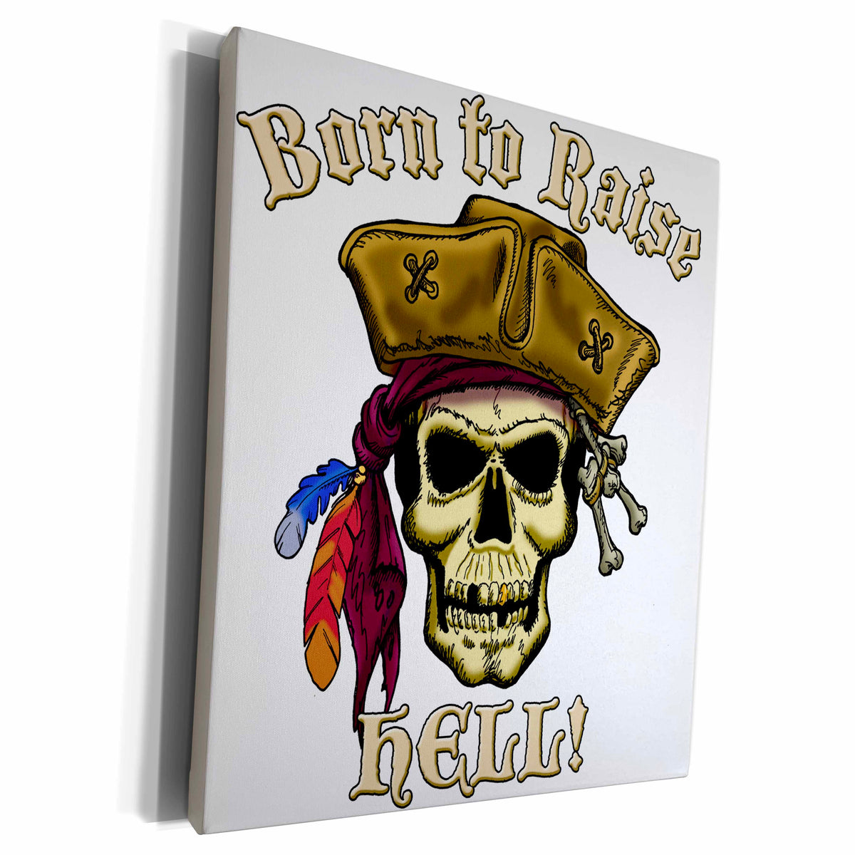 3dRose PIRATE SKULL WITH Born To Raise Hell - Museum Grade Canvas Wrap (cw_22836) | Museum Grade Canvas Wrap | Wiccan Center