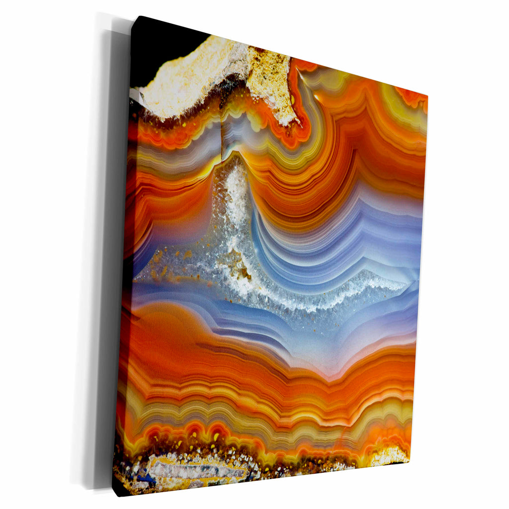 3dRose Banded Agate, Quartzsite, orange and blue - Museum Grade Canvas Wrap (cw_229600)