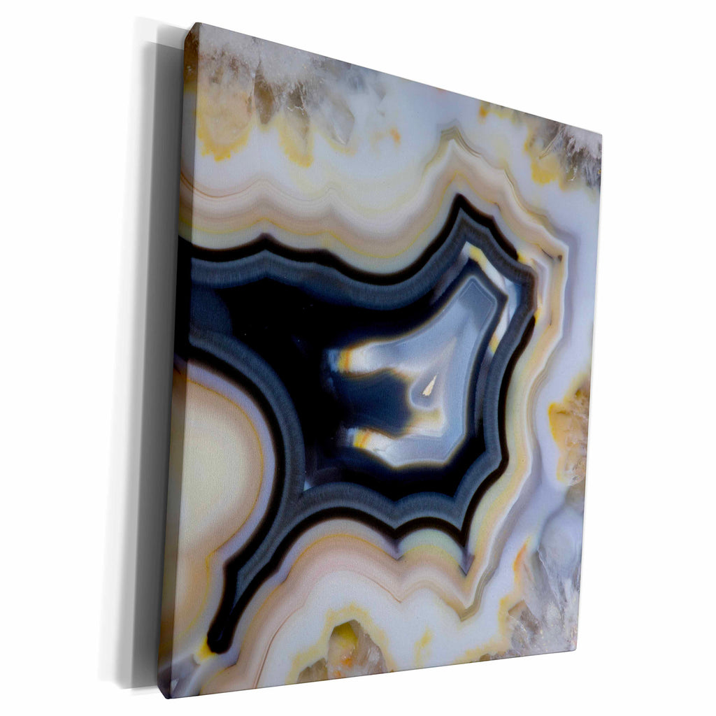 3dRose Banded Agate, Quartzsite, white and gray - Museum Grade Canvas Wrap (cw_229613)