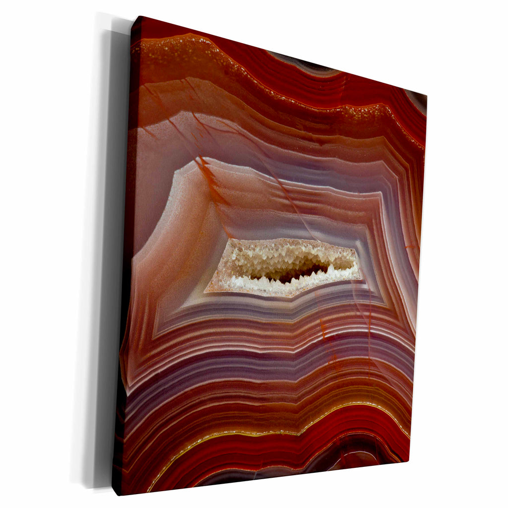 3dRose Close up, Banded Agate, Quartzsite, rust color - Museum Grade Canvas Wrap (cw_229619)