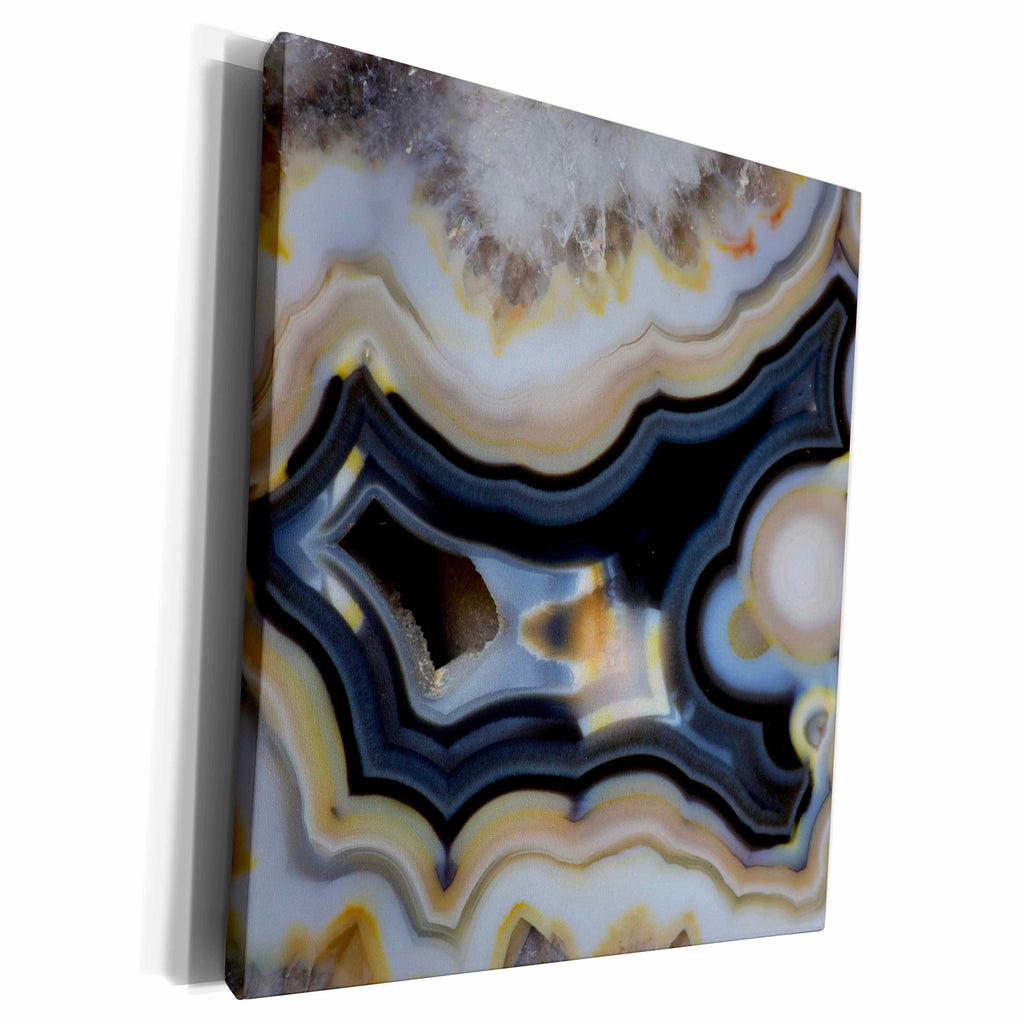 3dRose Macro of Banded Agate, Quartzsite, gray - Museum Grade Canvas Wrap (cw_229649)