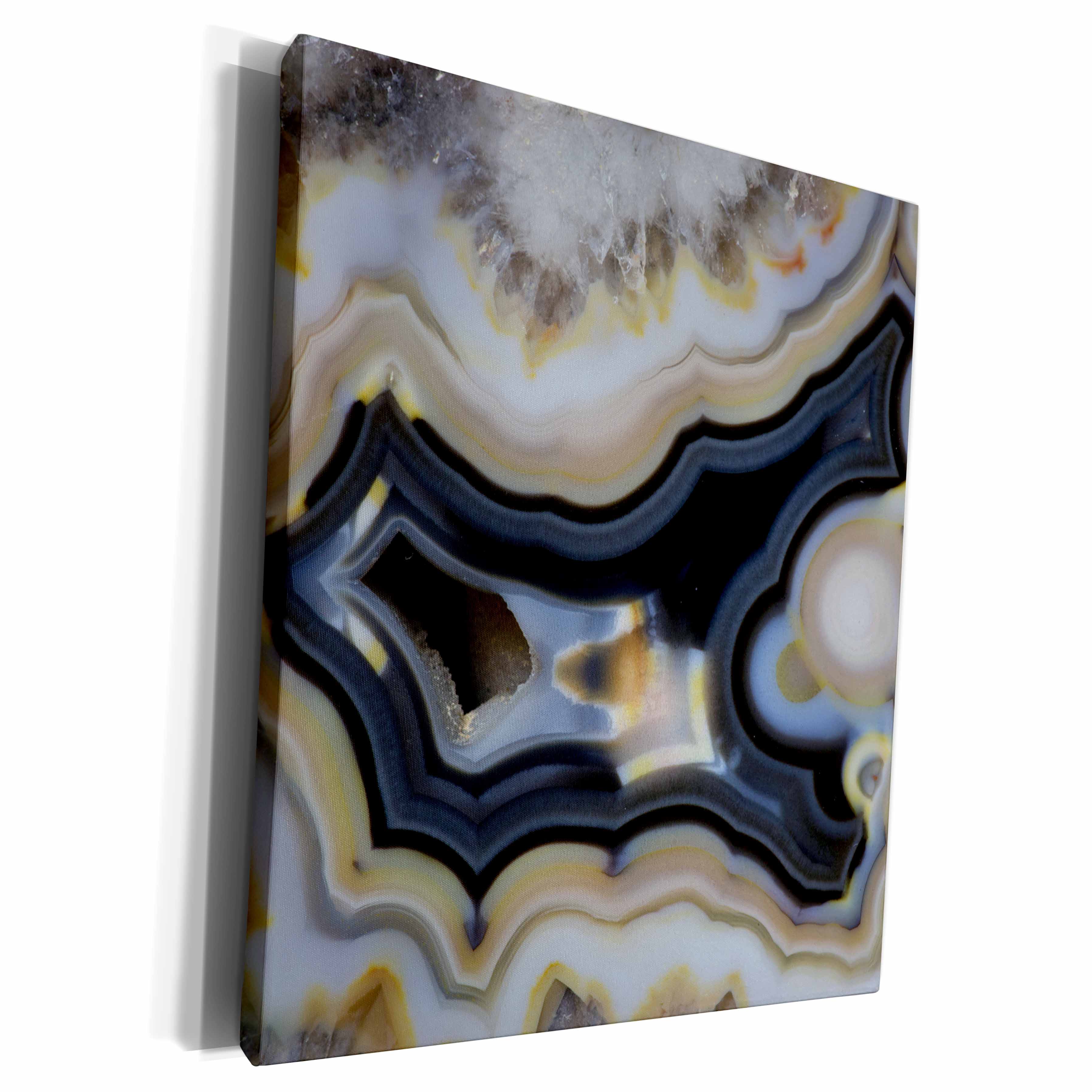 3dRose Macro of Banded Agate, Quartzsite, gray - Museum Grade Canvas Wrap (cw_229649)