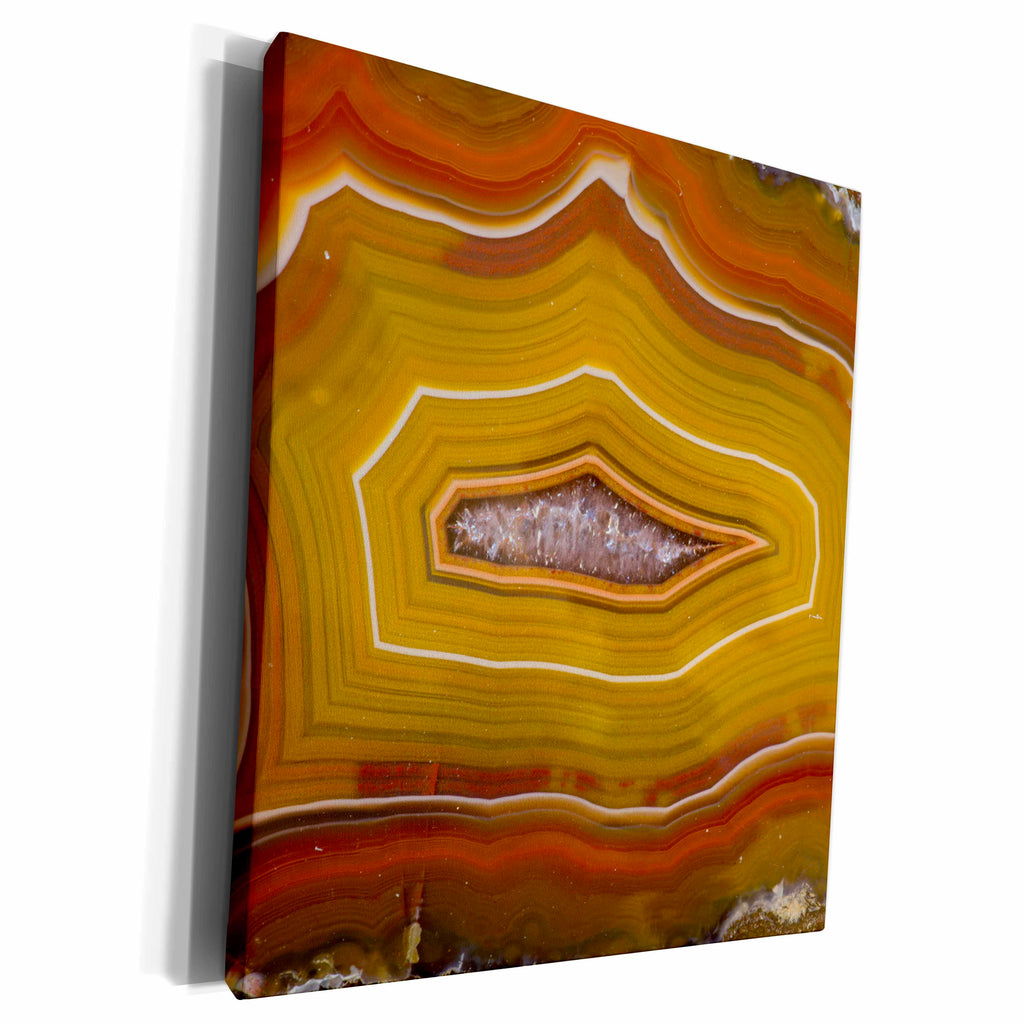 3dRose Macro of Quartzsite, Banded Agate, Orange - Museum Grade Canvas Wrap (cw_229657)