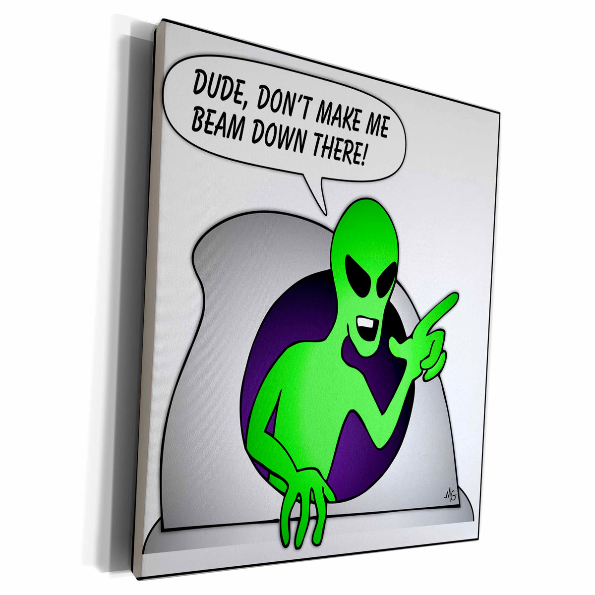 3dRose ALIENS AND UFOS alien anger 1 on transparent - Museum Grade Canvas Wrap (cw_25020)