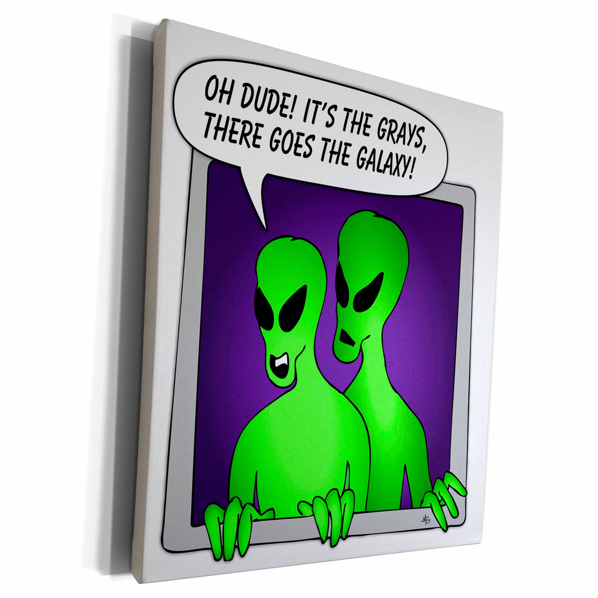 3dRose ALIENS AND UFOS alien galaxy 1 on white - Museum Grade Canvas Wrap (cw_25027)