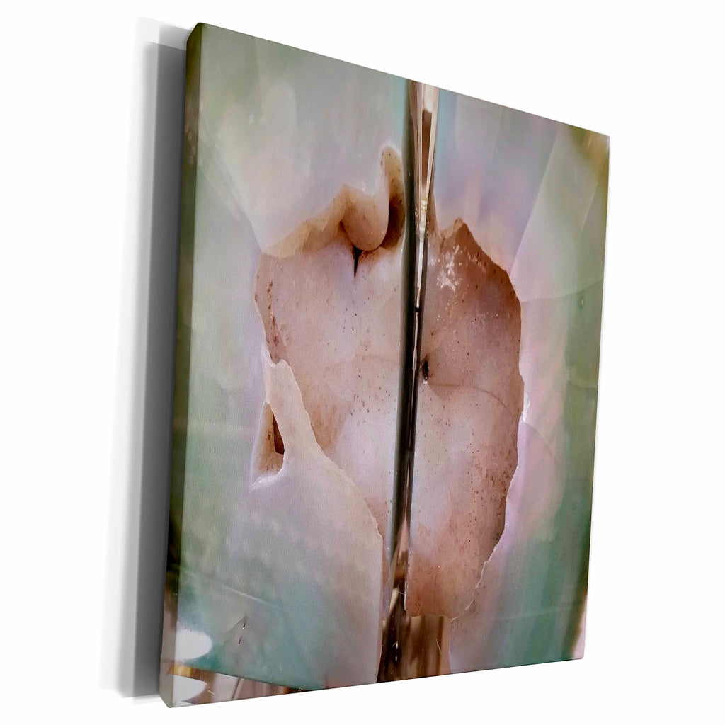 3dRose Image of Close Up Of Peach And Green Mirrored Agate - Museum Grade Canvas Wrap (cw_255404)