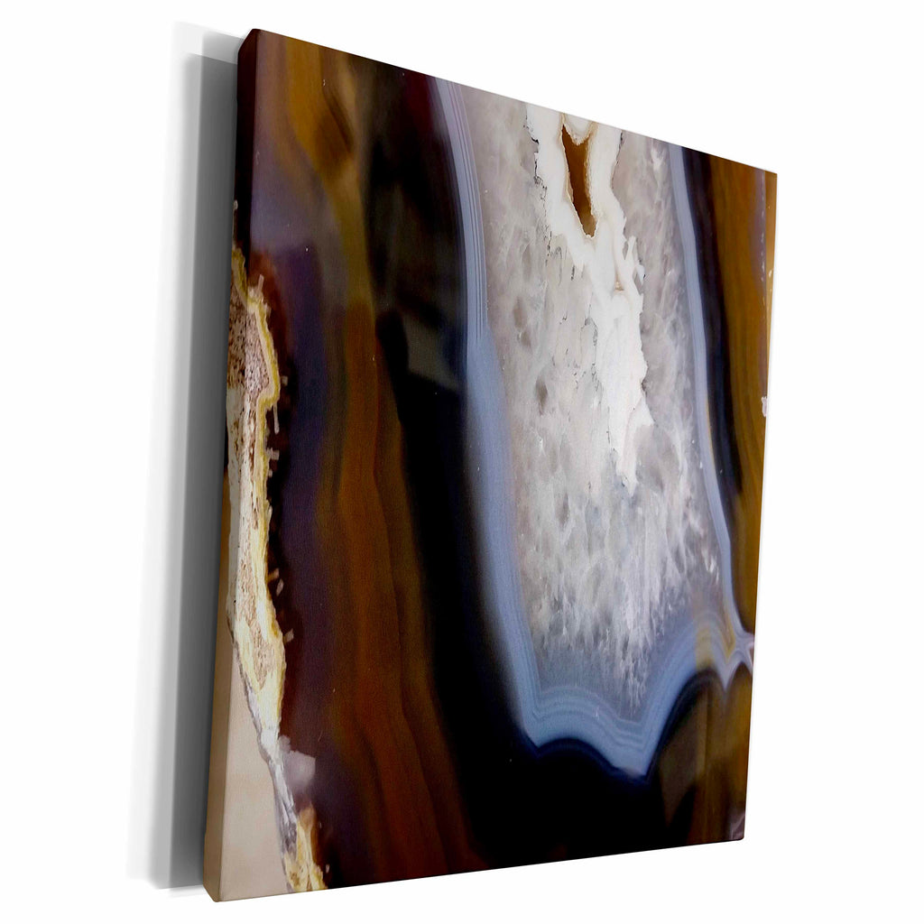 3dRose Image of Close Up Of Pearly White And Brown Agate - Museum Grade Canvas Wrap (cw_255408)