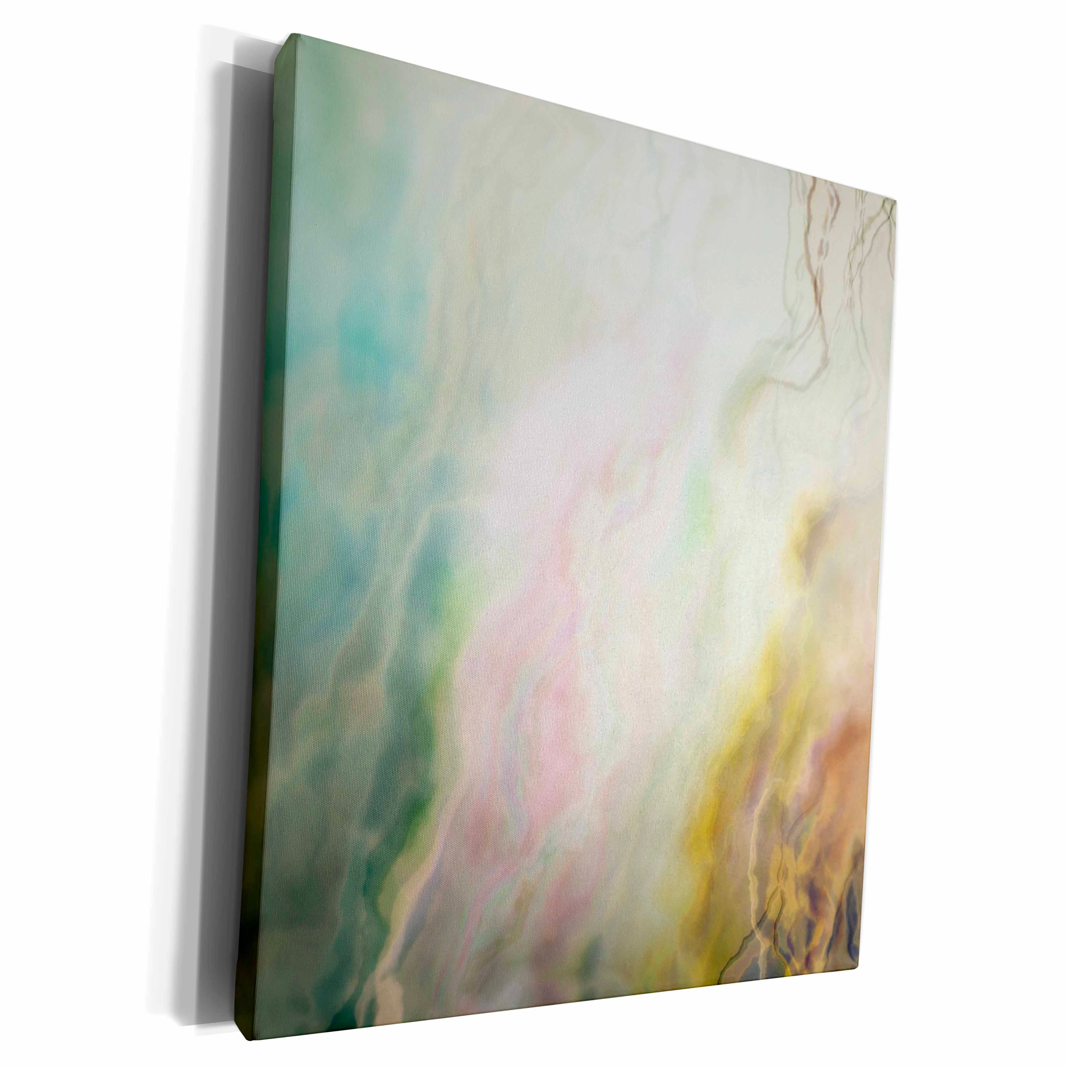 3dRose Pretty Teal, Pink, and Yellow Agate Design - Museum Grade Canvas Wrap (cw_264937)