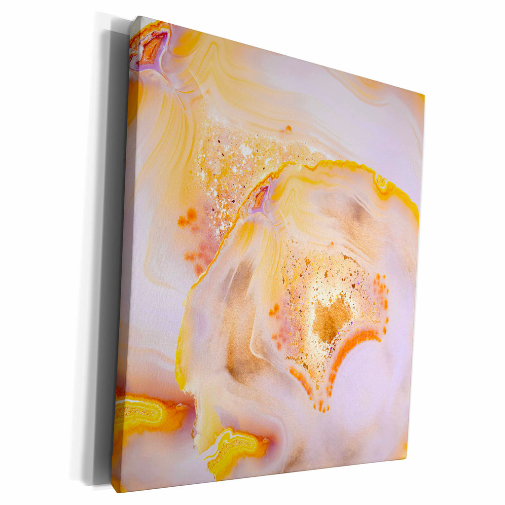 3dRose Art print of Rosegold Marble Agate Gem Mineral Quartz - Museum Grade Canvas Wrap (cw_275041)