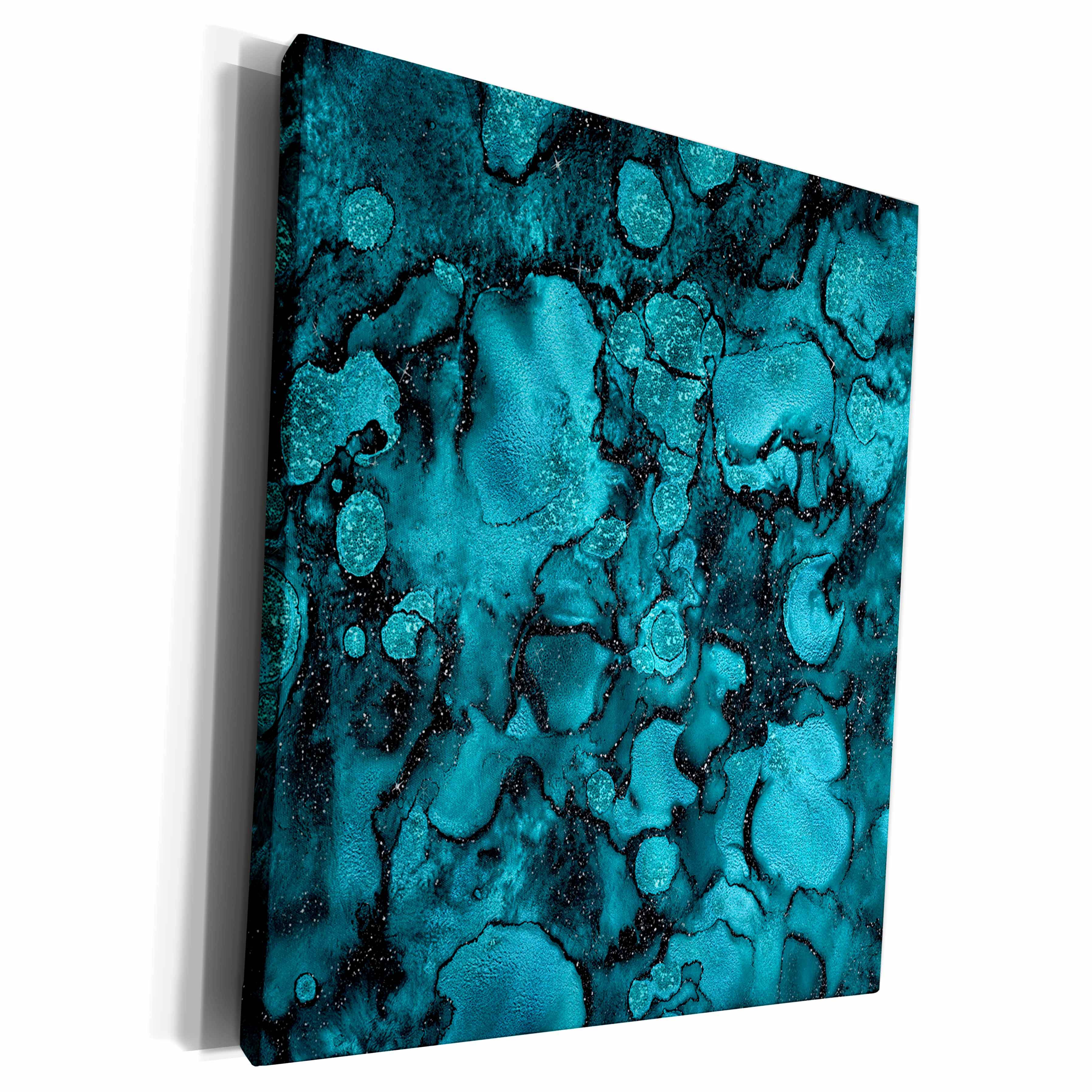 3dRose Art print of Blue And Gold Marble Agate Gem Mineral... - Museum Grade Canvas Wrap (cw_275045)