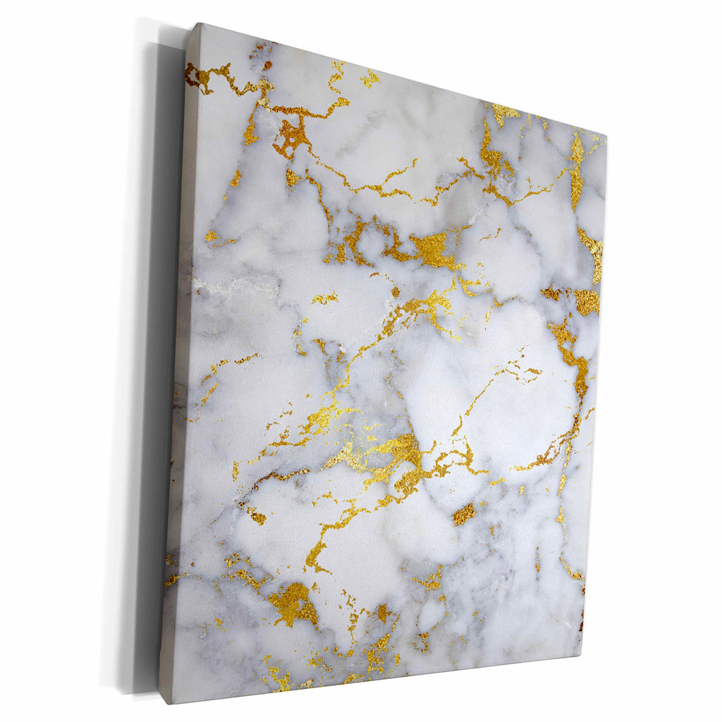 3dRose Art print of White Gold Marble Agate Gem Mineral... - Museum Grade Canvas Wrap (cw_275047)