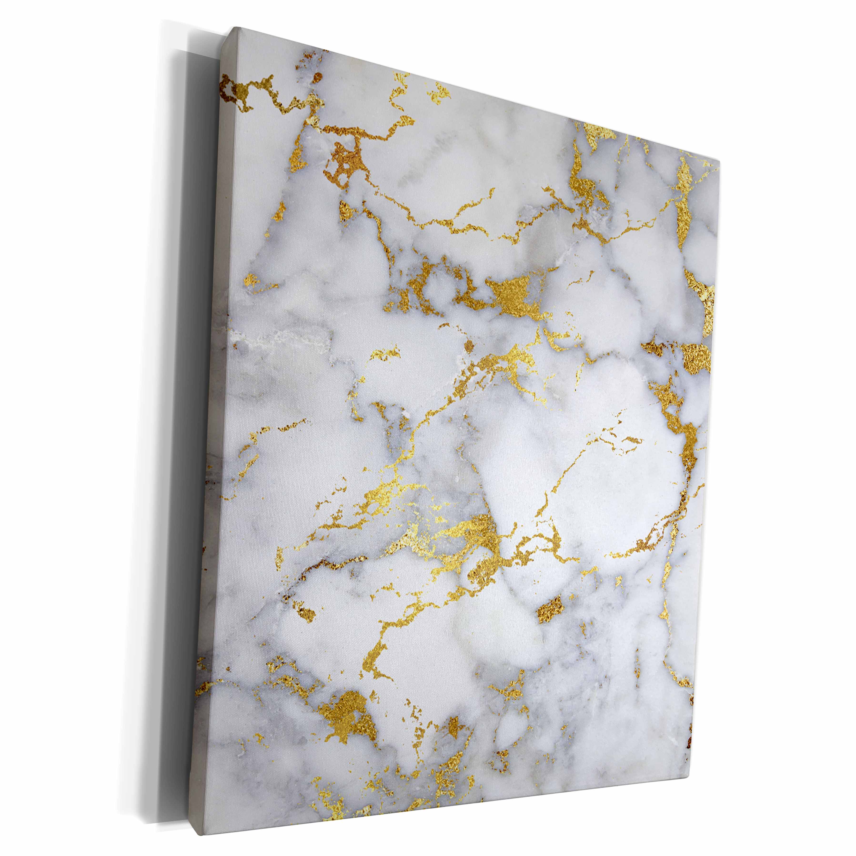 3dRose Art print of White Gold Marble Agate Gem Mineral... - Museum Grade Canvas Wrap (cw_275047)