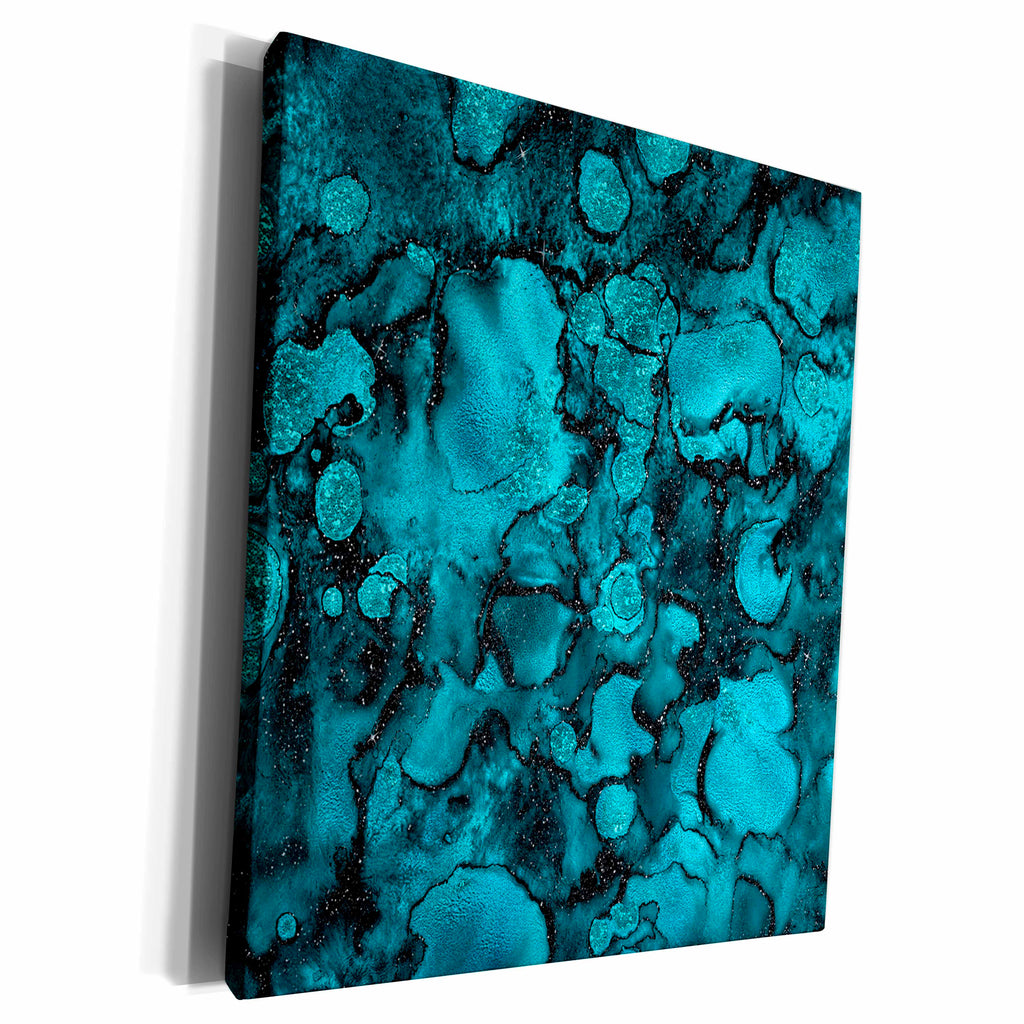 3dRose Image of Light Blue And Gold Marble Agate Gem Mineral... - Museum Grade Canvas Wrap (cw_275079)