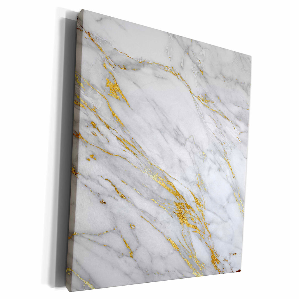 3dRose Image of Chic Trendy Gold Glitter Veins Marble Agate... - Museum Grade Canvas Wrap (cw_275231)