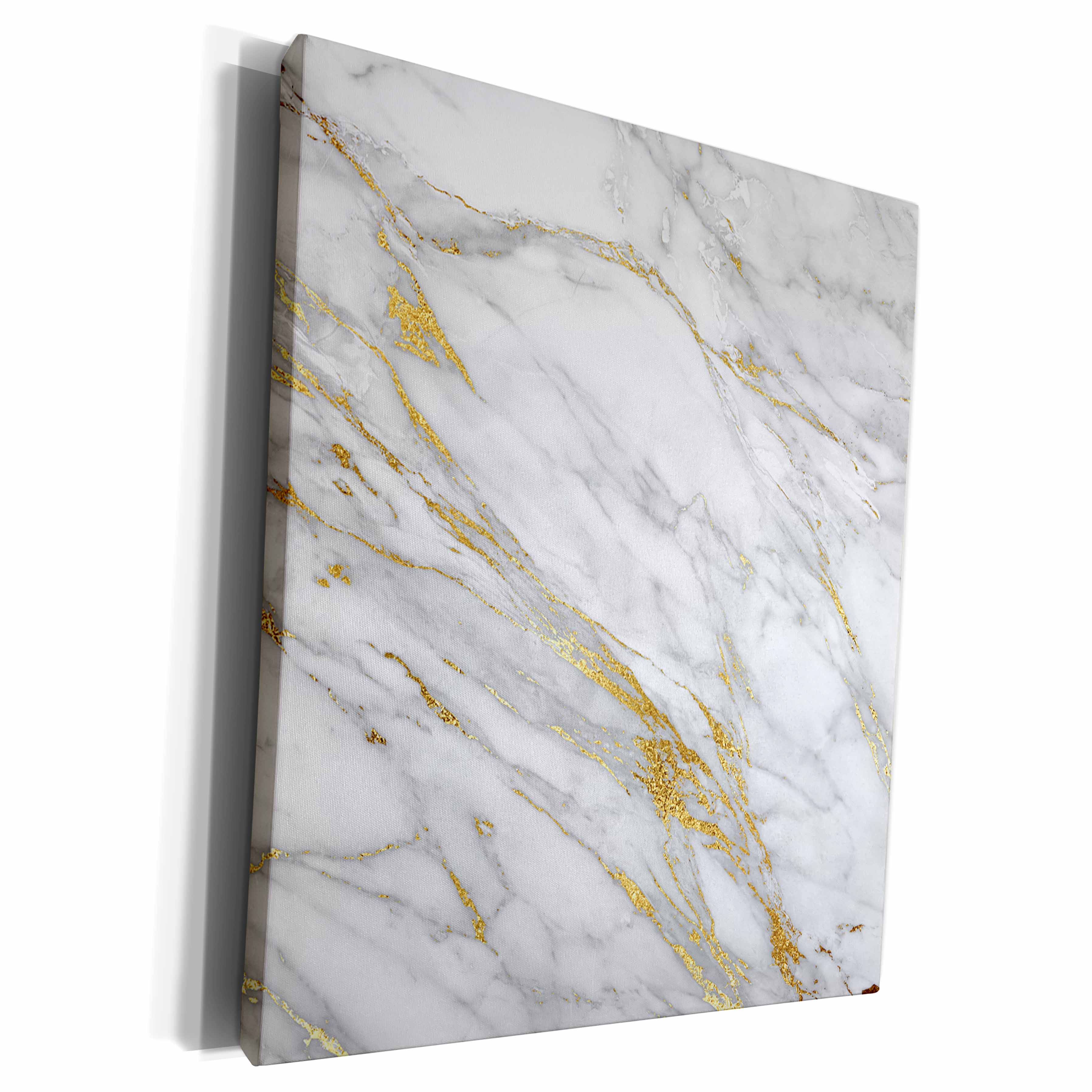 3dRose Image of Chic Trendy Gold Glitter Veins Marble Agate... - Museum Grade Canvas Wrap (cw_275231)