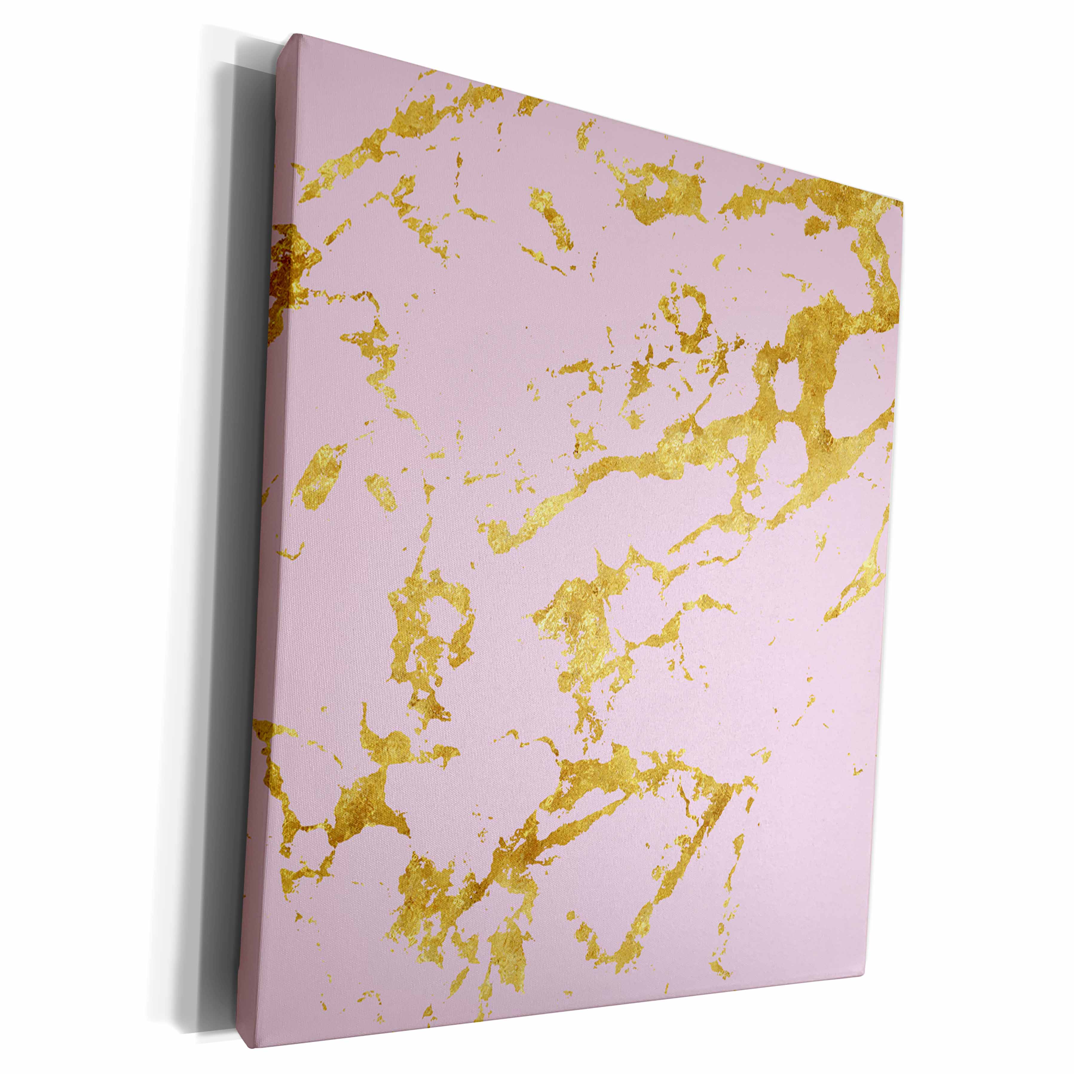 3dRose Image of Gold Glitter Veins on Pink Marble Agate... - Museum Grade Canvas Wrap (cw_275233)