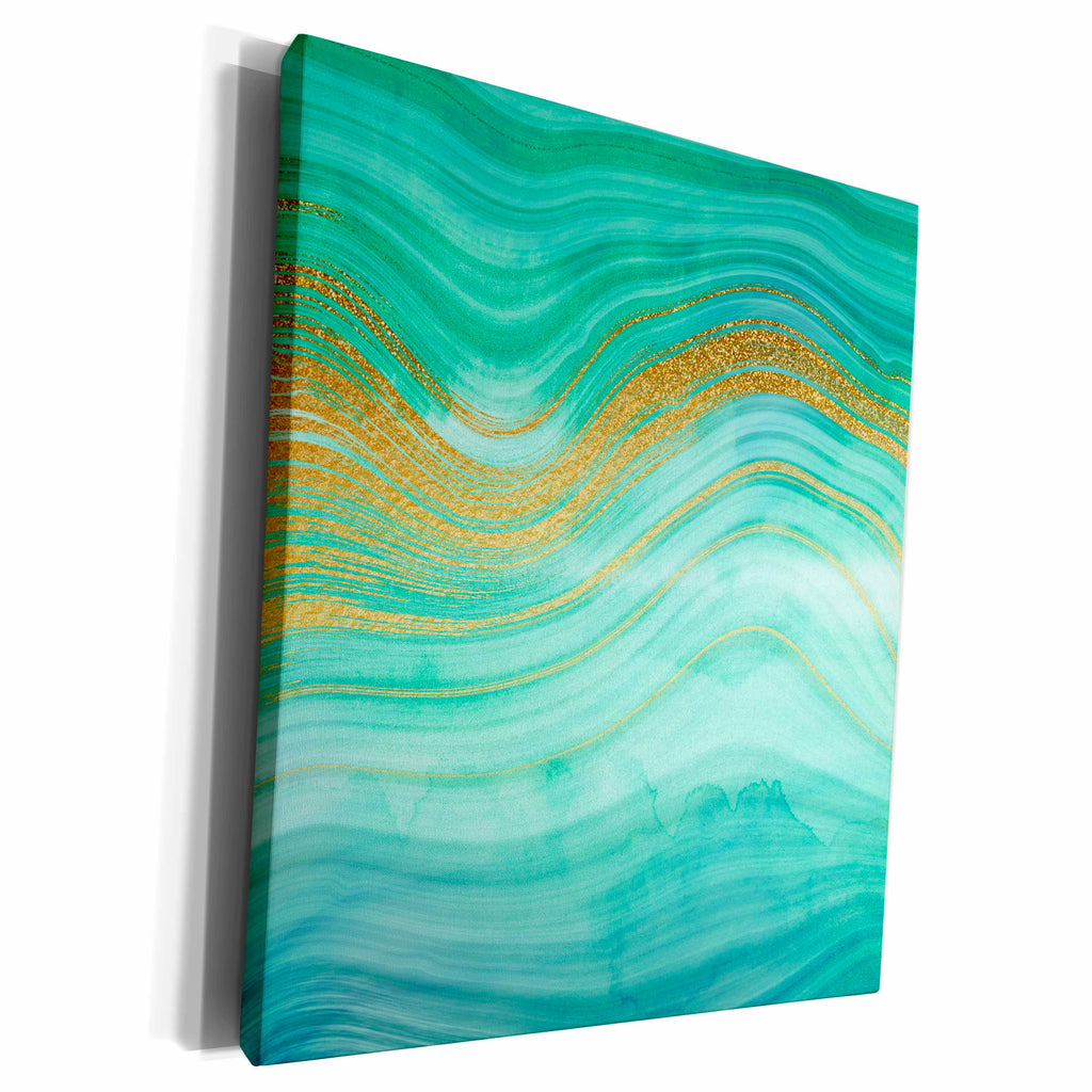 3dRose Image Of Chic Trendy Green Mermaid Waves Agate... - Museum Grade Canvas Wrap (cw_315357)