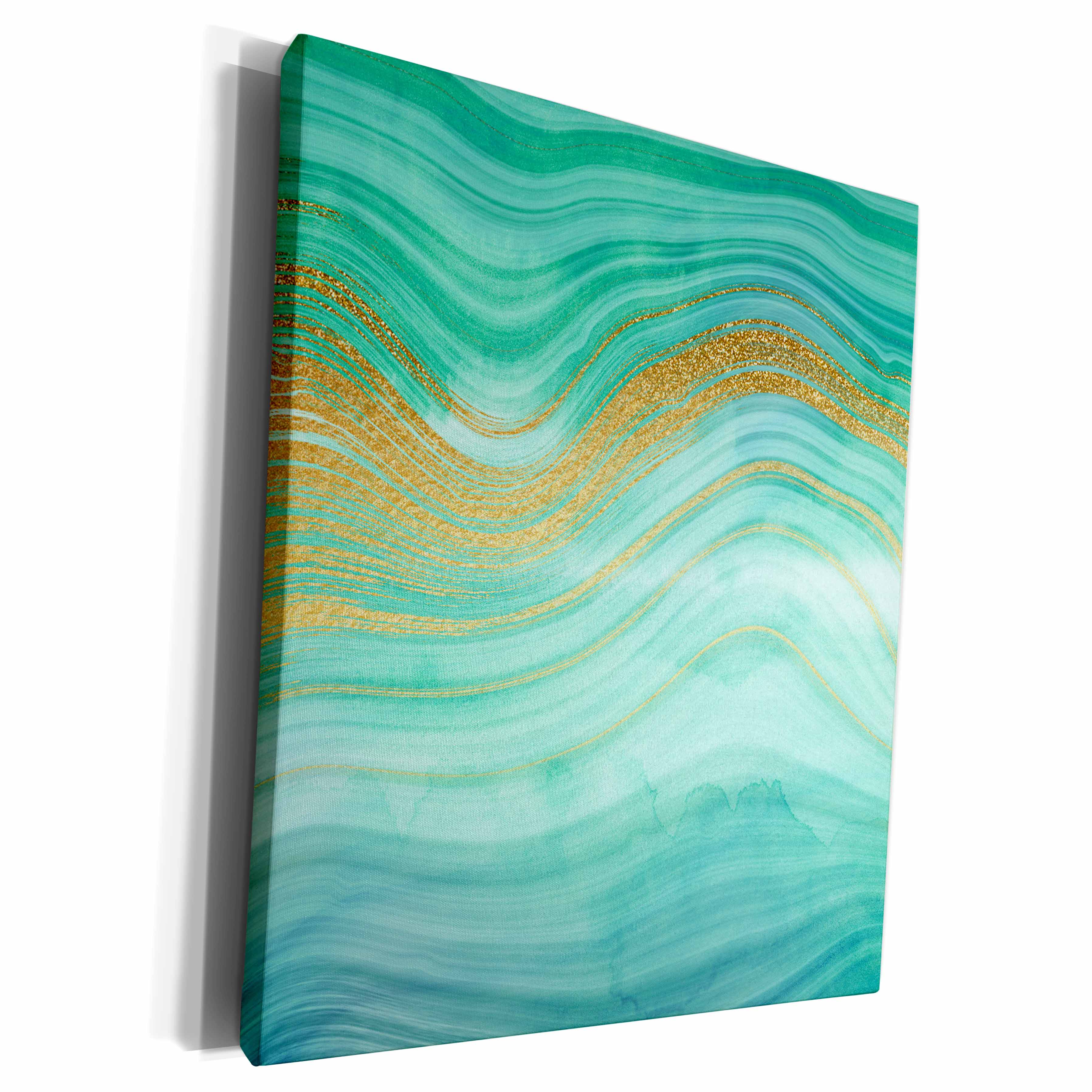 3dRose Image Of Chic Trendy Green Mermaid Waves Agate... - Museum Grade Canvas Wrap (cw_315357)