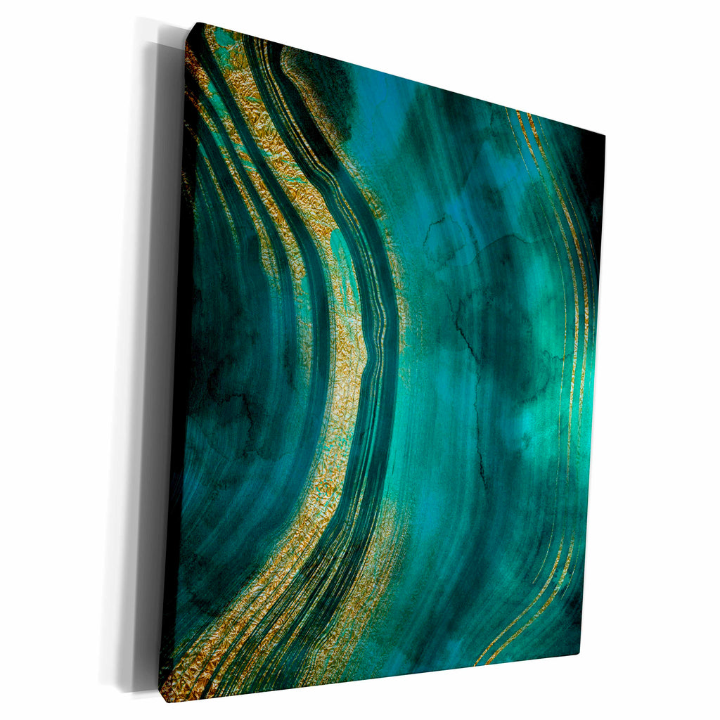 3dRose Image Of Chic Dark Trendy Green Malachite Waves Agate... - Museum Grade Canvas Wrap (cw_315381)