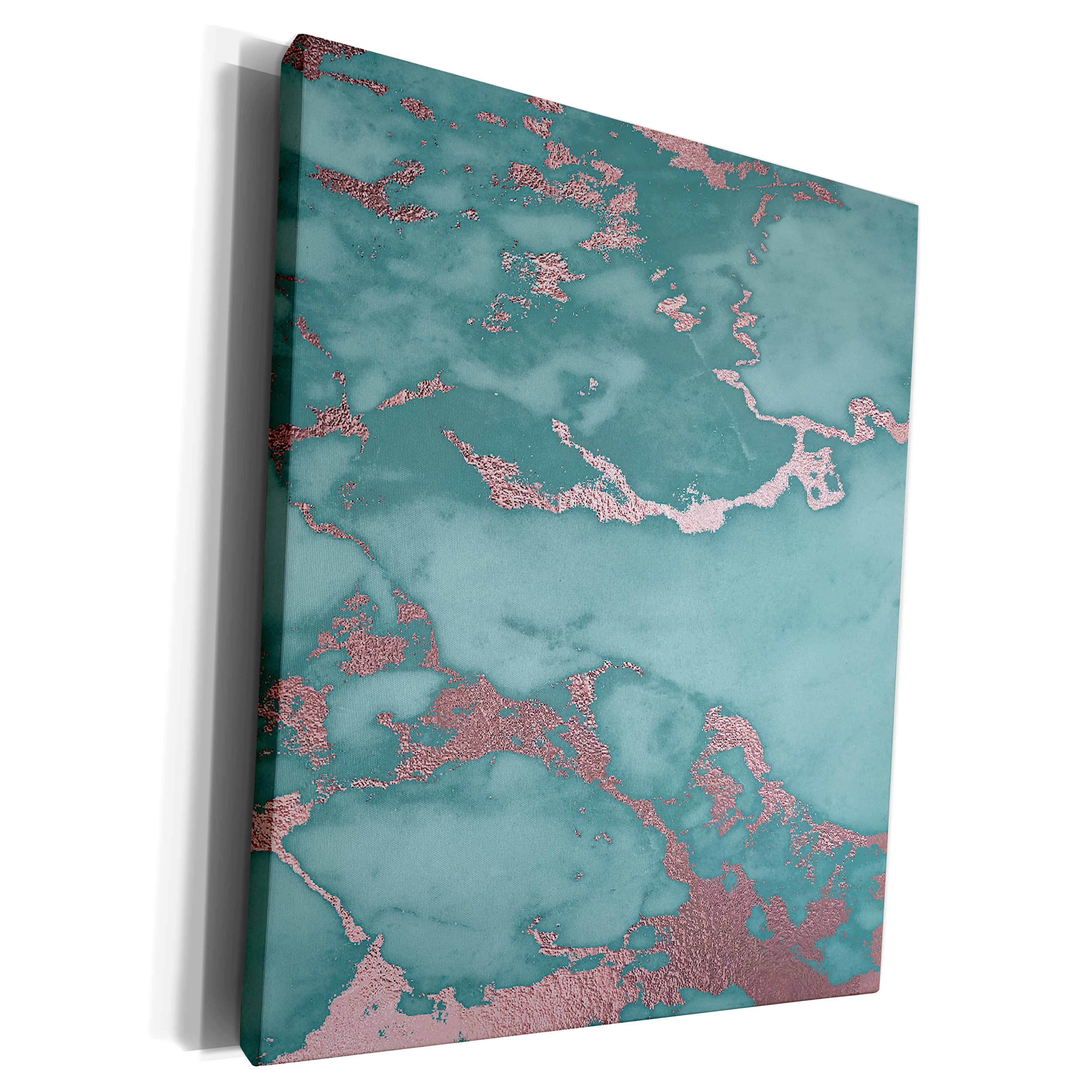 3dRose Image Of Chic Trendy Teal and Rosegold Marble Agate... - Museum Grade Canvas Wrap (cw_315382)
