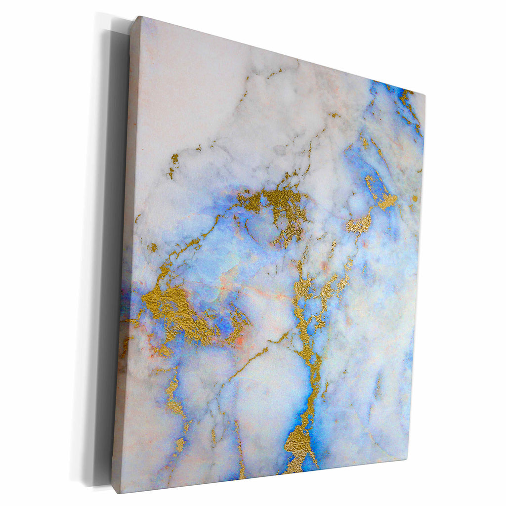 3dRose Image Of Chic Trendy Blue and Gold Marble Agate... - Museum Grade Canvas Wrap (cw_315385)