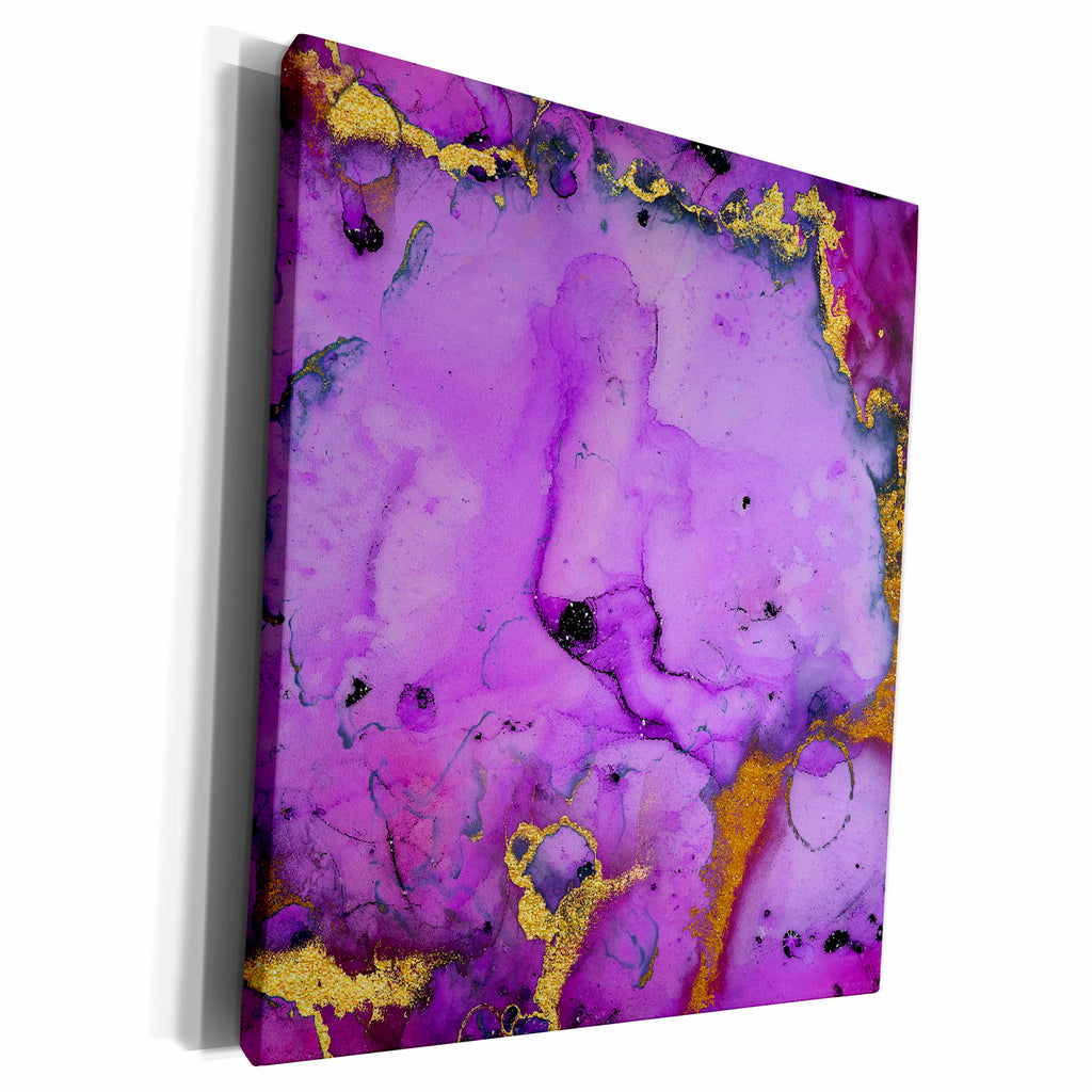 3dRose Image Of Chic Trendy Purple and Gold Marble Agate... - Museum Grade Canvas Wrap (cw_319644)