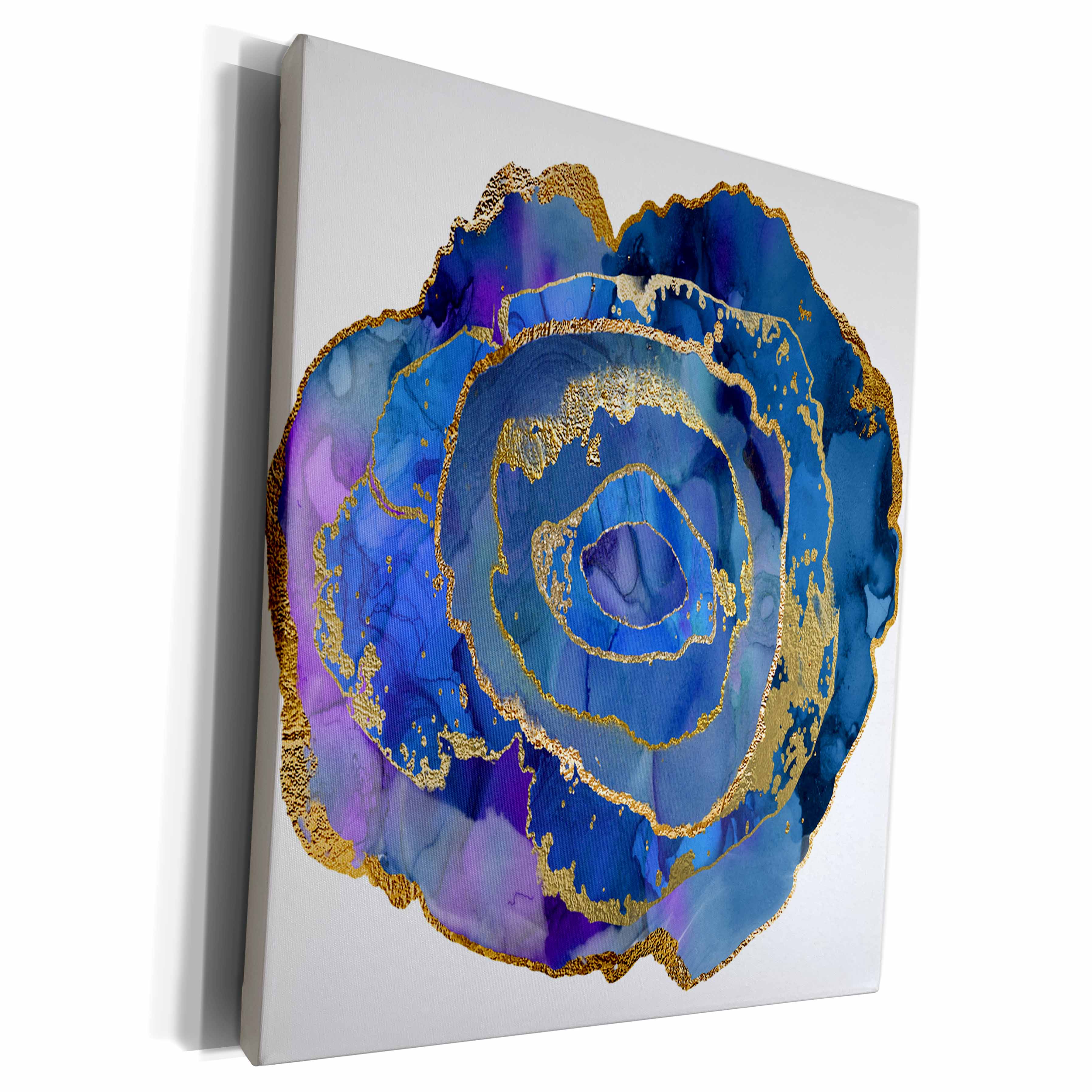 3dRose Blue and Image of Gold Agate Crystal Illustration - Museum Grade Canvas Wrap (cw_335931)