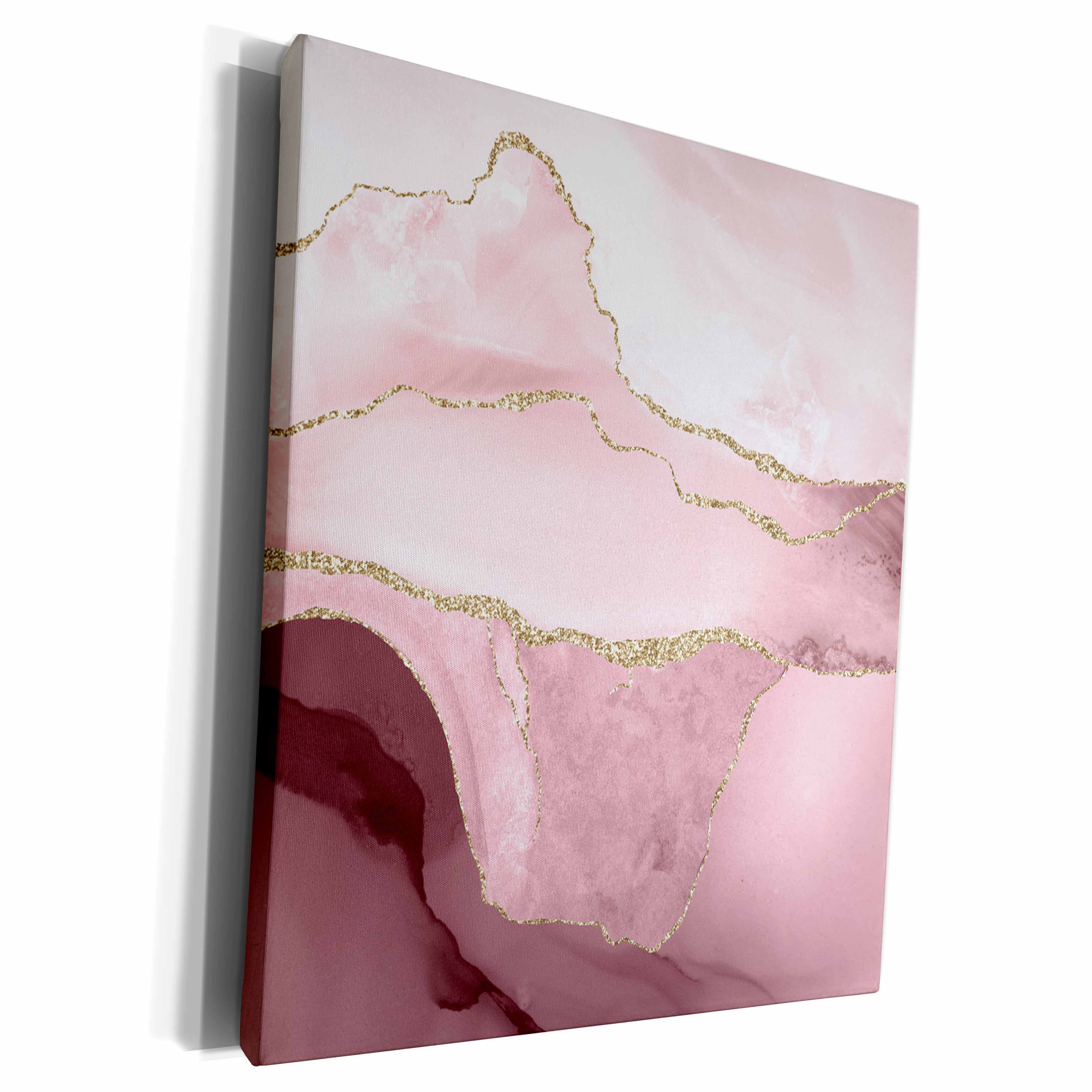 3dRose Glam Pink and Image Of Gold Agate Design - Museum Grade Canvas Wrap (cw_338010)
