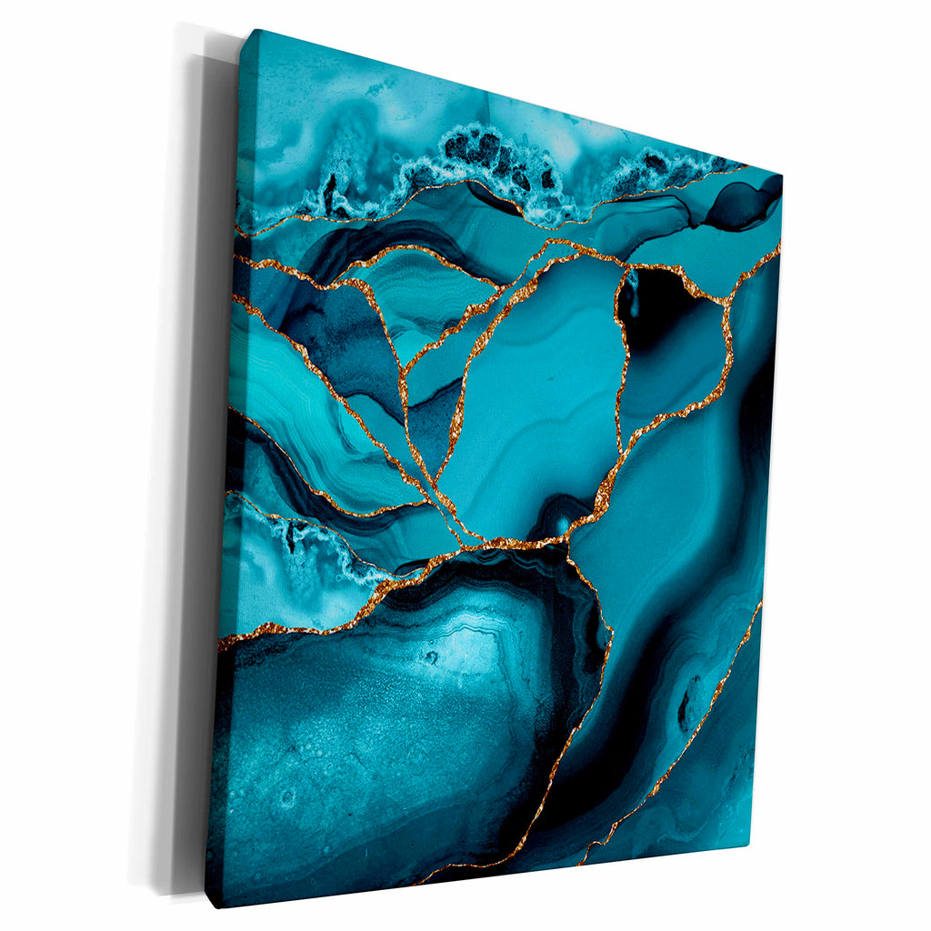 3dRose Illustration From Ice Blue Marble Agate Texture With... - Museum Grade Canvas Wrap (cw_338740)