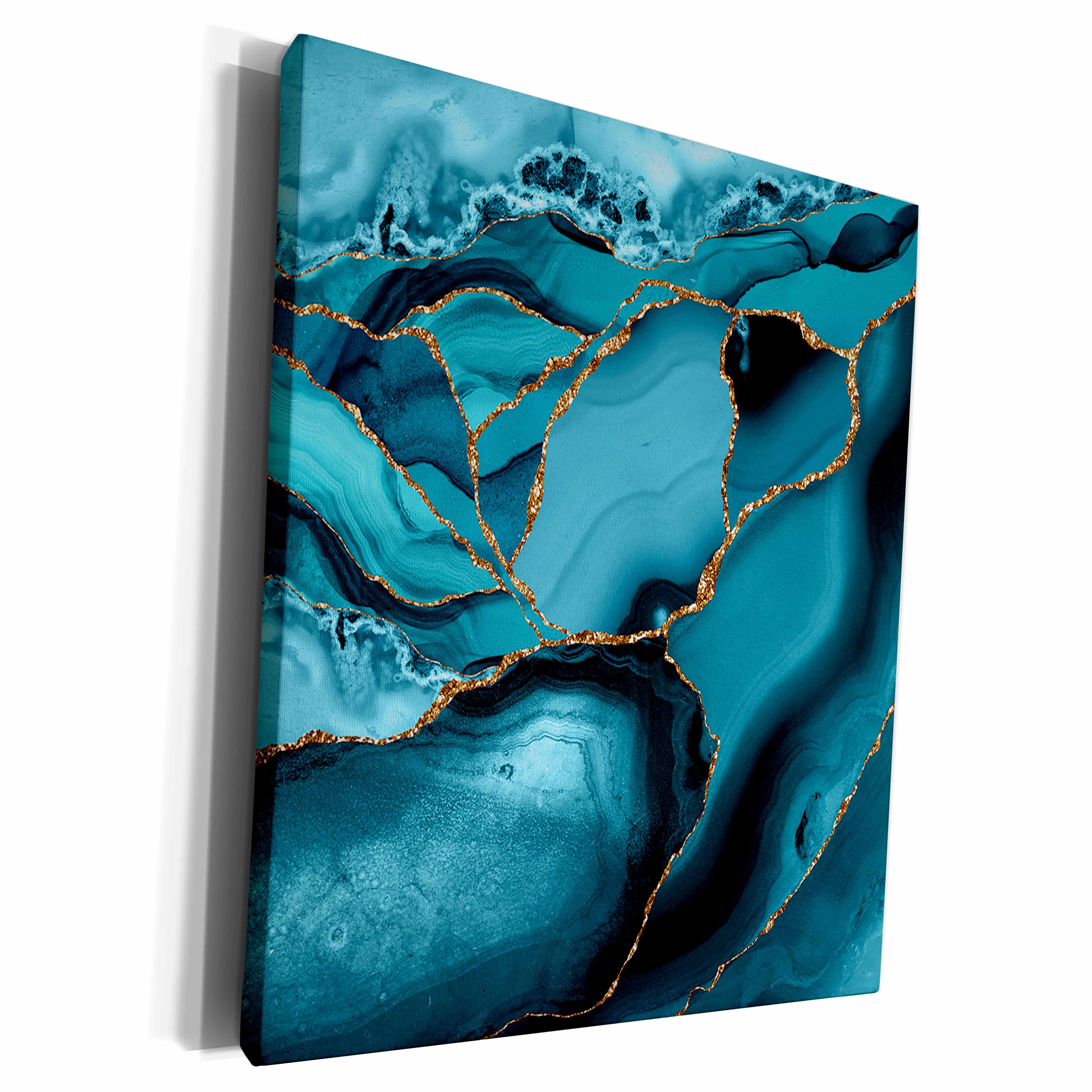 3dRose Illustration From Ice Blue Marble Agate Texture With... - Museum Grade Canvas Wrap (cw_338740)