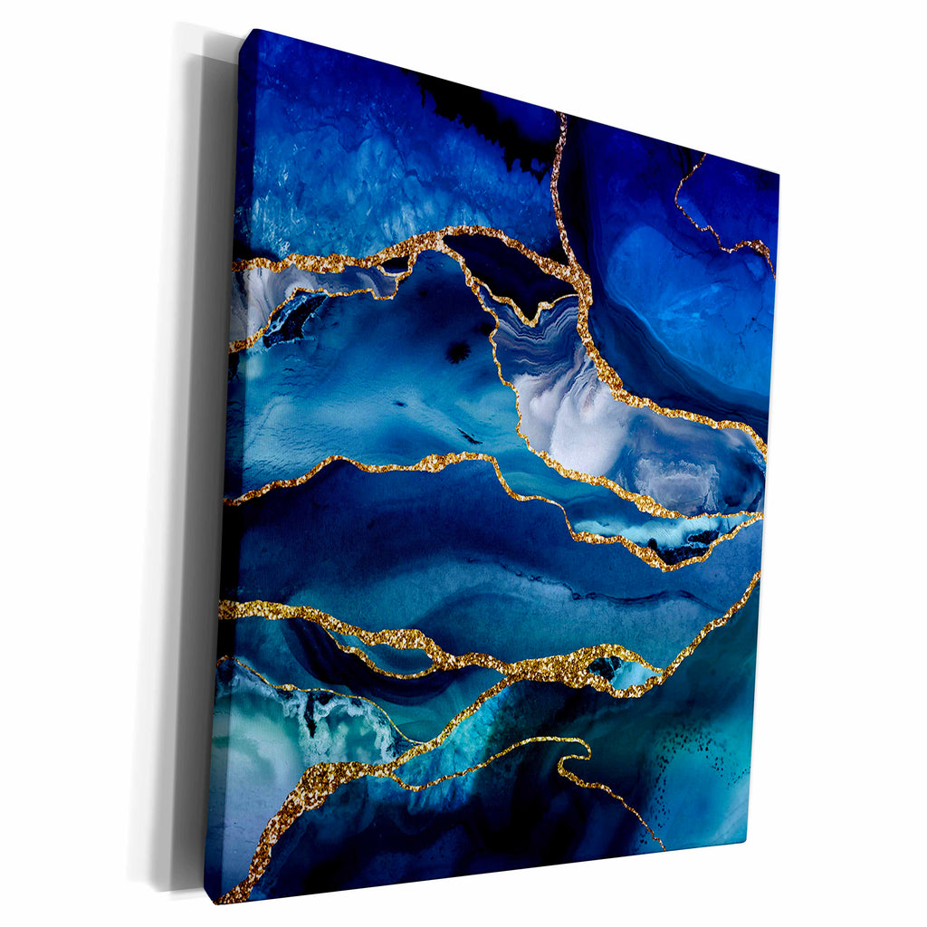 3dRose Illustration From Classic Blue Marble Agate Texture... - Museum Grade Canvas Wrap (cw_338742)