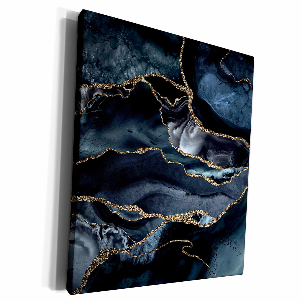 3dRose Illustration From Night Blue Marble Agate Texture... - Museum Grade Canvas Wrap (cw_338743)