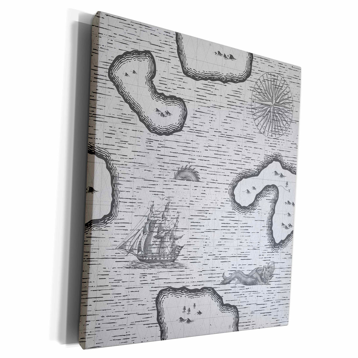 3dRose Anne Marie Baugh - Design - Gray Pirates Treasure Map - Museum Grade Canvas Wrap (cw_341231)