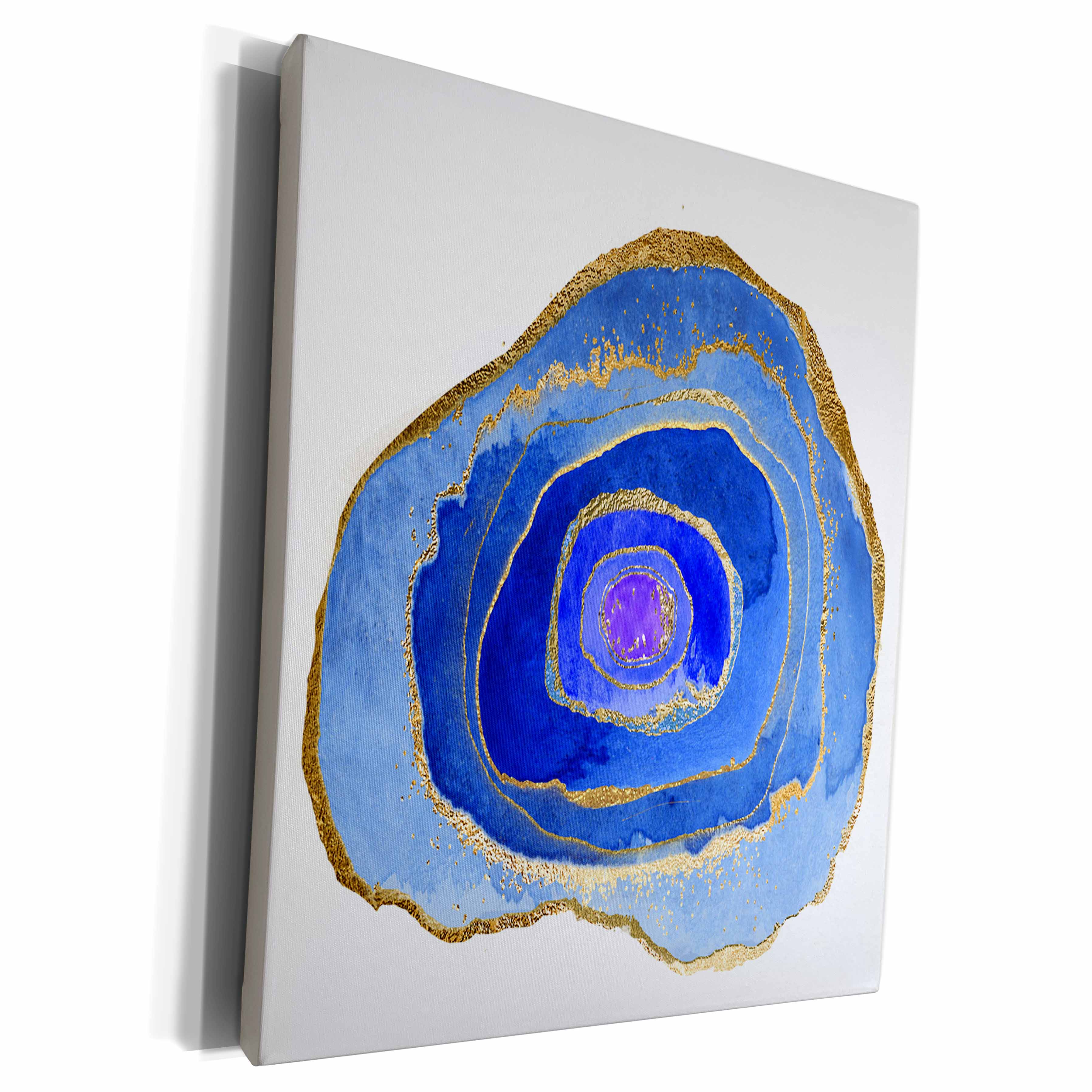 3dRose Glam Blue and image Of Gold Agate Illustration - Museum Grade Canvas Wrap (cw_344858)