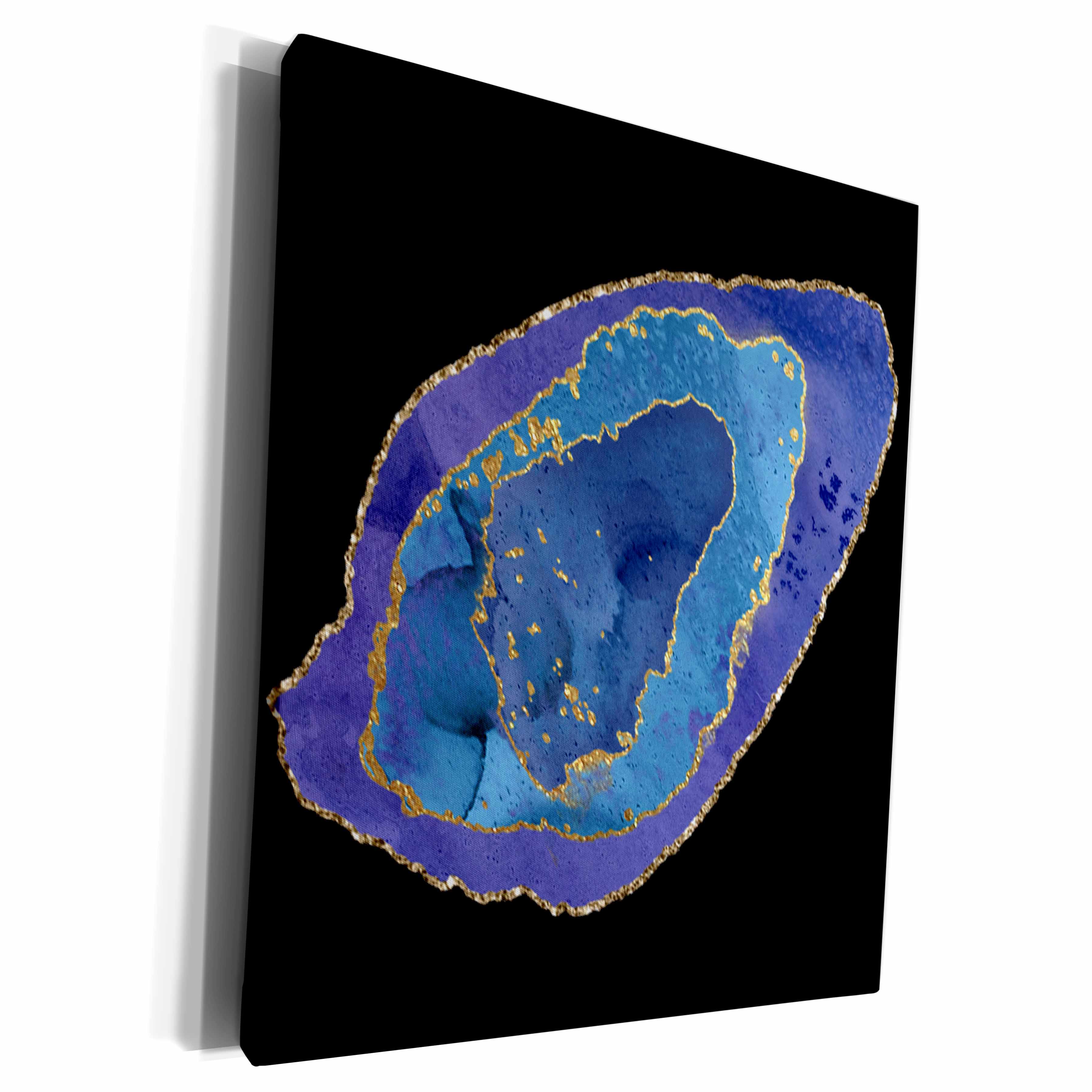 3dRose Glam Blue and Image Of Gold Agate Rock Illustration - Museum Grade Canvas Wrap (cw_356971)