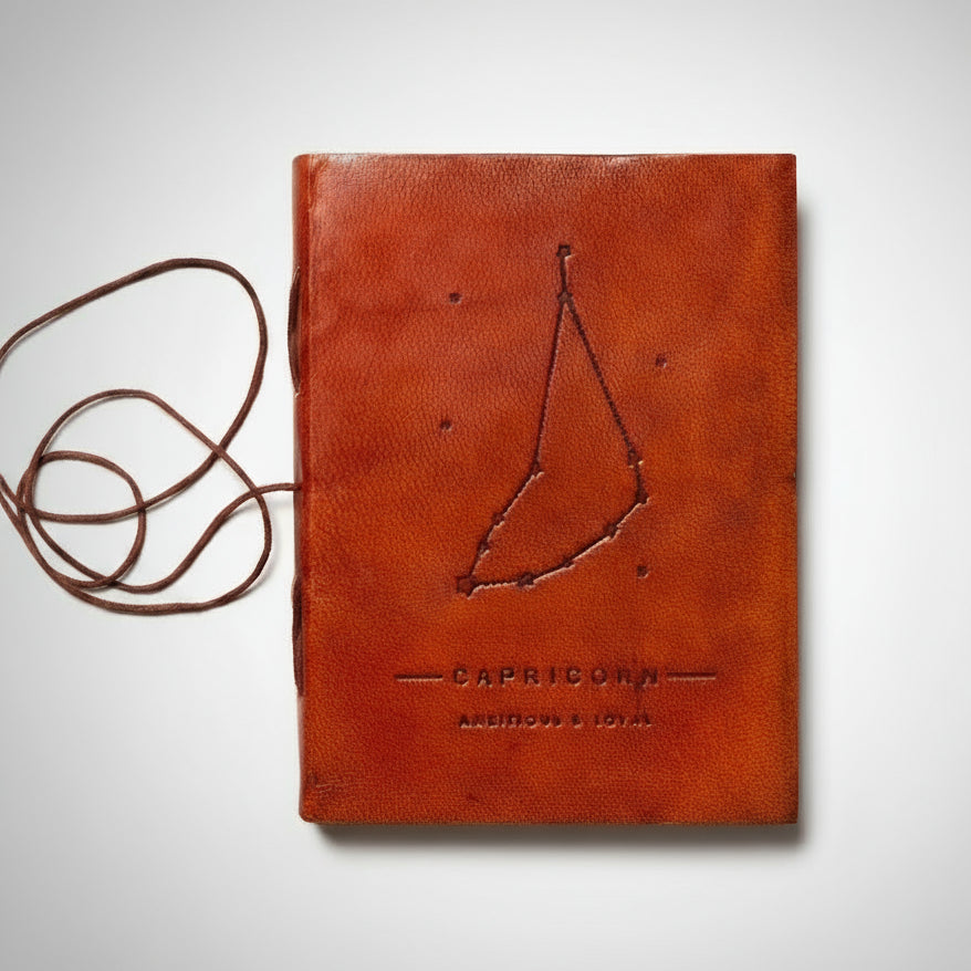 Astrology Zodiac Handmade Leather Journal | Journal | Wiccan Center
