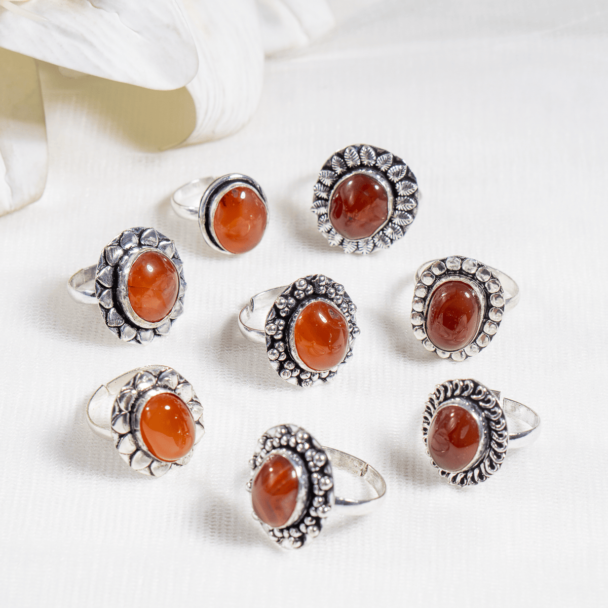 Carnelian rings – Gemstone rings Natural Crystal Healing Jewelry Collection