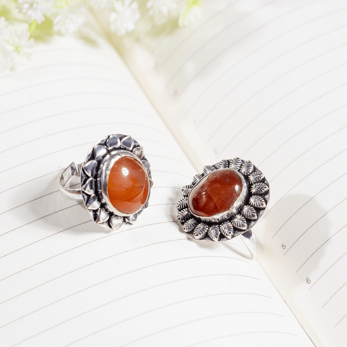 Carnelian rings – Gemstone rings Natural Crystal Healing Jewelry Collection