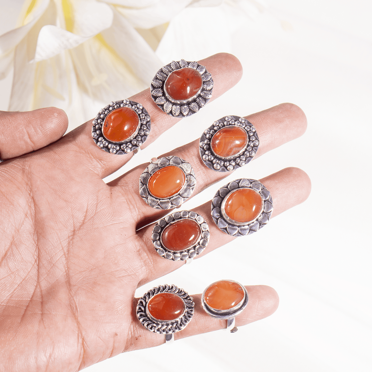 Carnelian rings – Gemstone rings Natural Crystal Healing Jewelry Collection