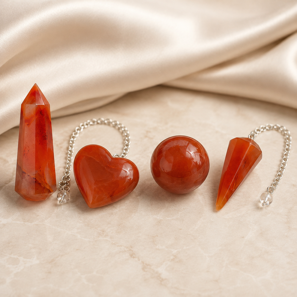 Carnelian Crystal Gift Set For Emotional Support and Protection, Real Polished Gemstones. | Merkaba & Platonic Solids | Wiccan Center