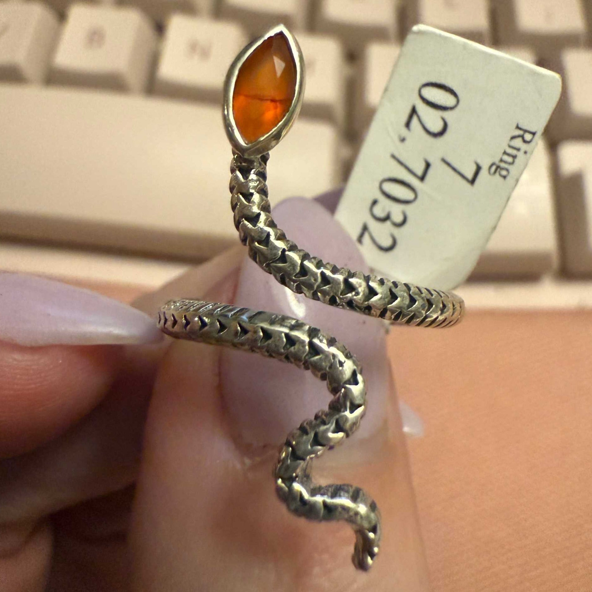 Gemstone Snake Ring - Sterling Silver or Gold Vermeil | Rings | Wiccan Center