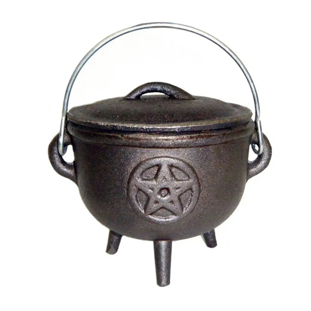 Cast Iron Cauldron - Pentacle 4.5" | Cauldrons | Wiccan Center