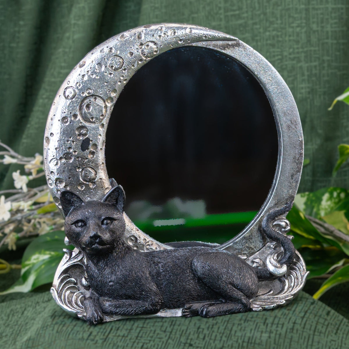 Cat on Moon Mirror | | Wiccan Center